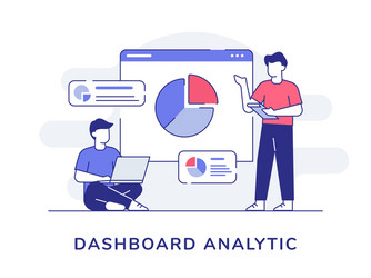 dashboard analytic character men collaboration vector image