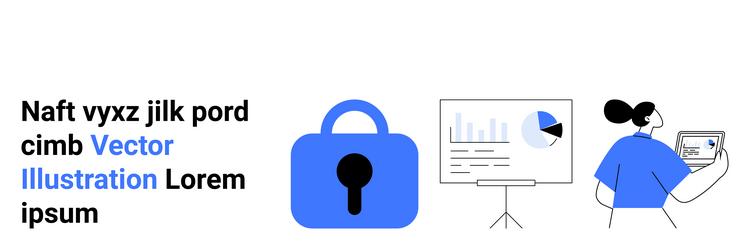 data security analysis featuring a locked padlock vector image