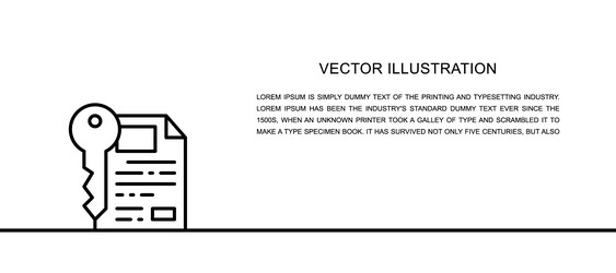 document with key certificate safe paper vector image