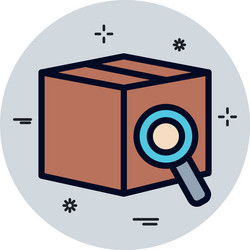 isolated delivery box and lupe fill block style vector image
