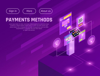 Payment methods isometric web page vector