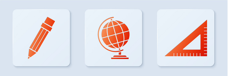 set earth globe pencil with eraser and triangular vector image