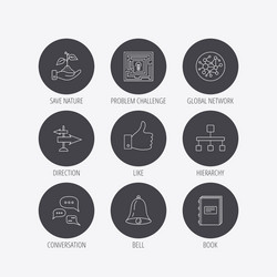 global network like and conversation icons vector image