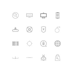 Internet security linear thin icons set outlined vector