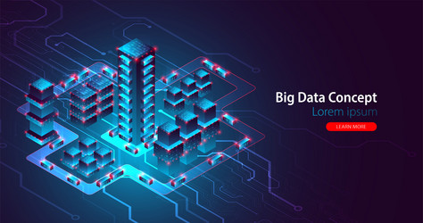 isometric big data flow processing concept vector image