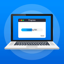 loading data window with progress bar on laptop vector image