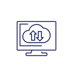sync with cloud synchronization line icon vector image