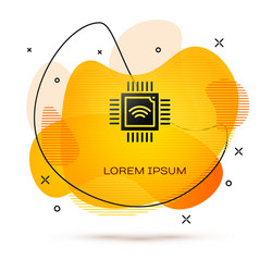 black computer processor with microcircuits cpu vector image