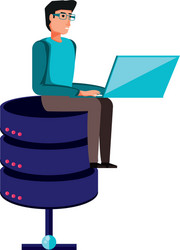 data center disks with young man vector image