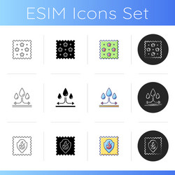 Different types fabric feature icons set vector