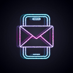 glowing neon line mobile and envelope new message vector image