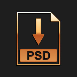 Gold psd file document icon download button vector