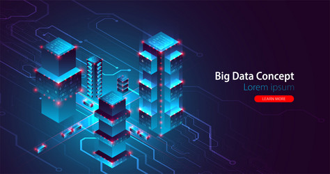 isometric big data flow processing concept vector image