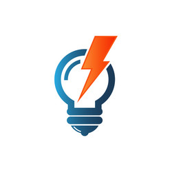 Light bulb with lightning icon linear style sign vector