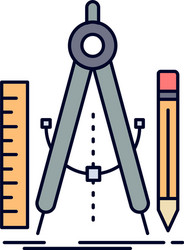 build design geometry math tool flat color icon vector image