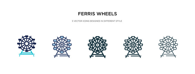 Ferris wheels icon in different style two vector