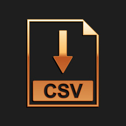 Gold csv file document icon download button vector