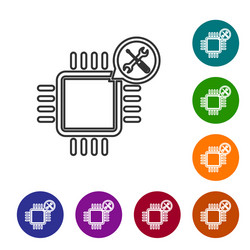 grey line processor with screwdriver and wrench vector image