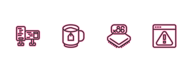 set line computer monitor screen processor vector image