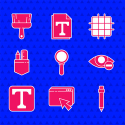 set magnifying glass web design and development vector image