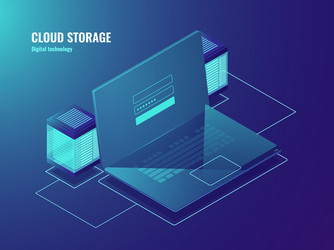 cloud file storage server room data center access vector image