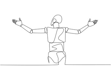 continuous one line drawing rear view of robotic vector image