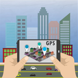 mobile navigation gps with map pointers vector image