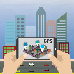 mobile navigation gps with map pointers vector