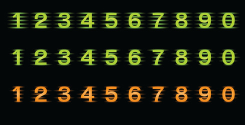 set of illuminated numbers vector image