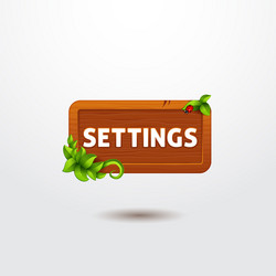 Wooden Settings Button UI vector image