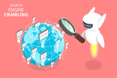 3d isometric flat concept search engine vector image