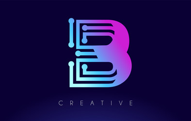 Pink blue b alphabet letter logo design icon Vector Image