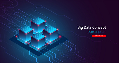 isometric big data flow processing concept vector image