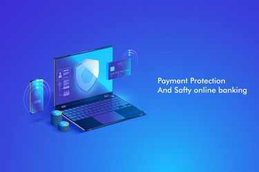 Secure online payment transaction with computer vector