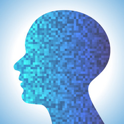 technology blue background with pixeated profile vector image