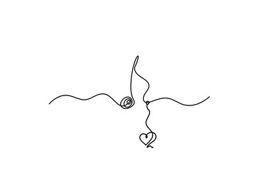 abstract whole note with heart as continuous vector image