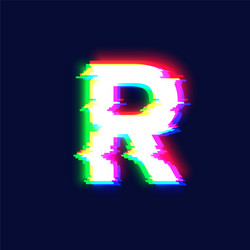 Glitch Font R Character - Distorted Effect vector image