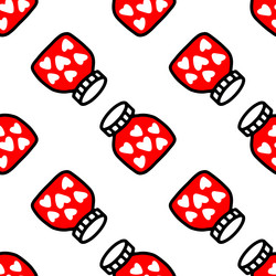 seamless pattern of jars with heartpattern vector image