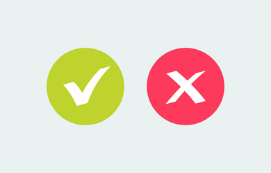 green ok and red x button set vector image