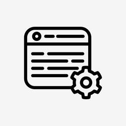 icon line gear setting web browser technology vector image