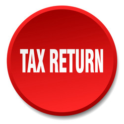 Tax return red round flat isolated push button vector