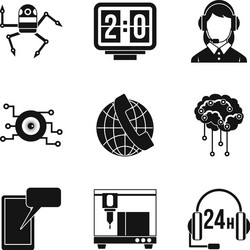 technology call center icon set simple style vector image