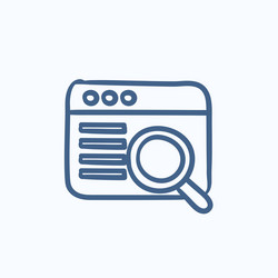 browser window with magnifying glass sketch icon vector image