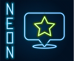 glowing neon line map pointer with star icon vector image