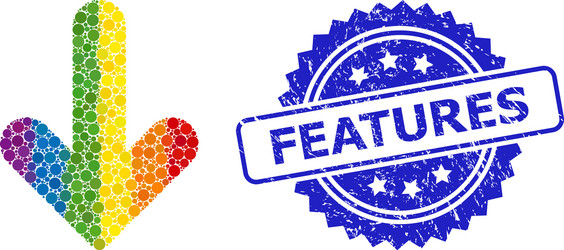 grunge features seal and multicolored dotted down vector image