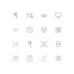 Internet security linear thin icons set outlined vector