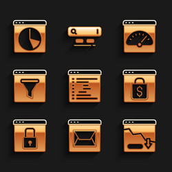 set browser window website and mail financial vector image