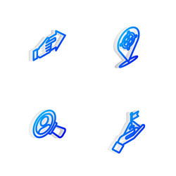 set isometric line target hand with pointing vector image