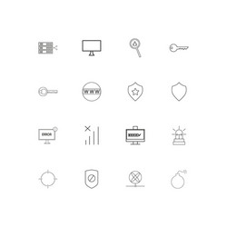 internet security linear thin icons set outlined vector