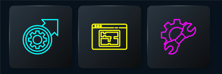 set line gear and arrows as workflow process vector image